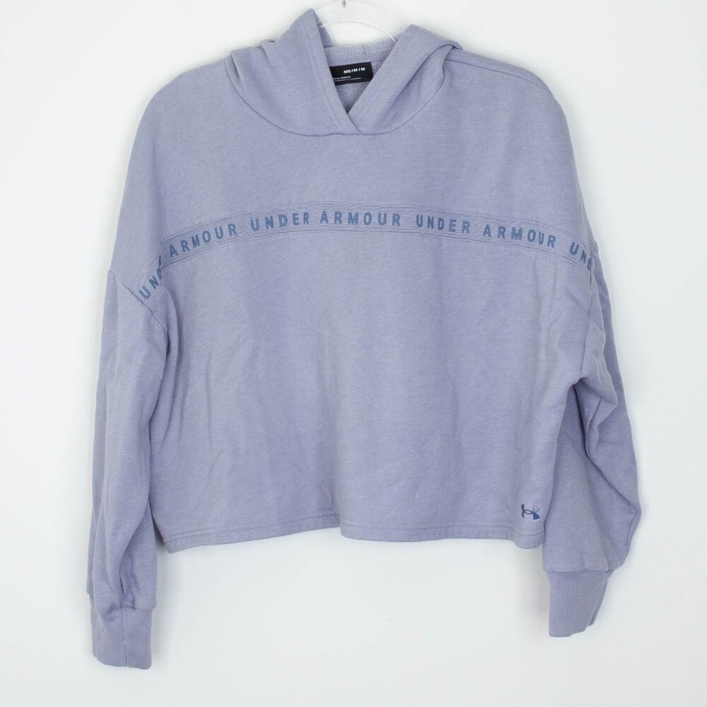 Under Armour Womens‎ Taped Fleece Hoodie Crop Hoodie Sweatshirt Size M Purple
